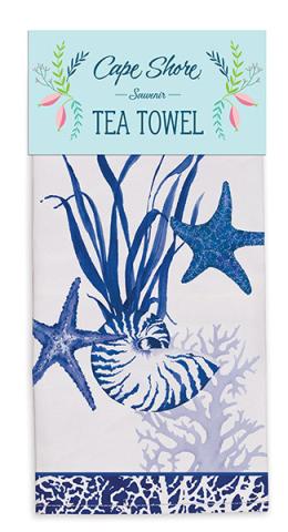 Tea Towel - Indigo Shells