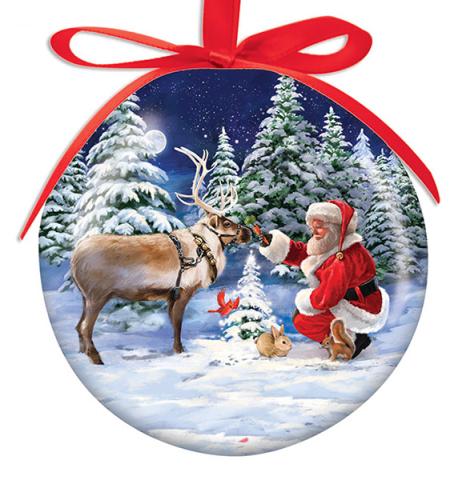 Ball Ornament - Santa and Reindeer