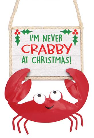 Handcrafted Ornament - Never Crabby At Christmas