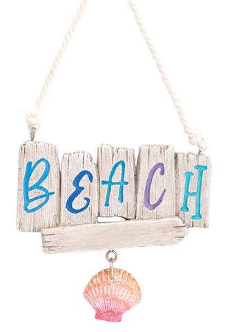 Resin Ornament - Beach Sign