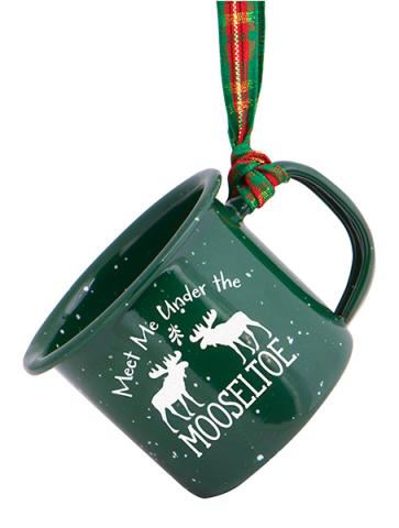 Mini Camp Mug Ornament - Meet Me Under The Mooseltoe