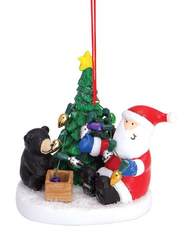 Resin Ornament - Santa & Bear Decor Tree with Lights