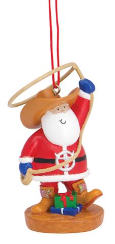 Resin Ornament - Cowboy Santa with Lasso