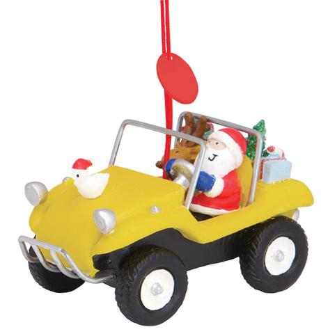 Resin Ornament - Santa & Friend in Dune Buggy