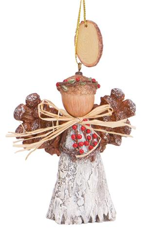 Resin Ornament - Woodland Angel with Tag