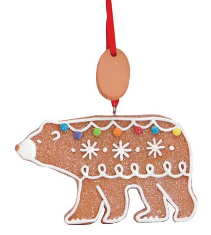 Resin Ornament - Gingerbread Bear with Tag