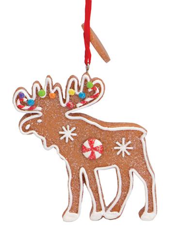 Resin Ornament - Gingerbread Moose with Tag