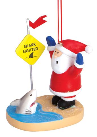 Resin Ornament - Santa and Shark