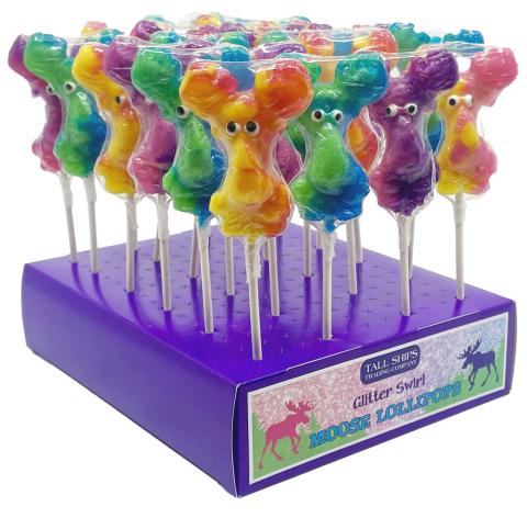 Moose Glitter Swirl Lollipop