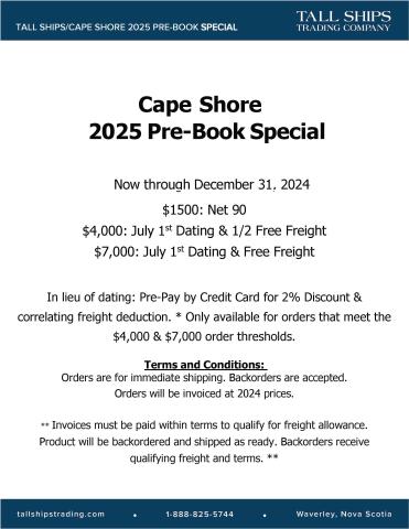 Tall Ships Cape Shore Booking Program 2025