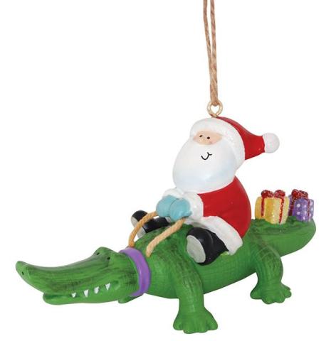 Resin Ornament - Santa on Alligator