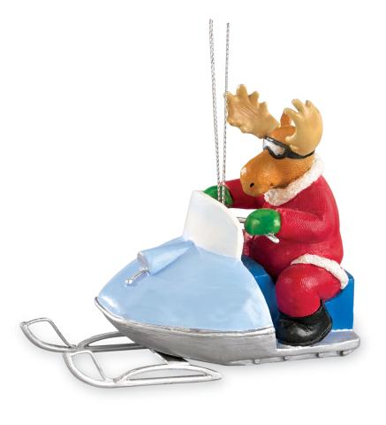 Resin Ornament - Moose on Snowmobile